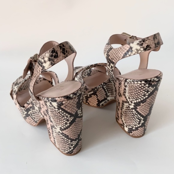 Kate Spade Grace Leather Snake Rose Nude Gray Black Animal Print Platform Sandal - Picture 12 of 14